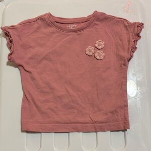 Carter's Mauve Pink Short Sleeve Tee with Flower Appliques 18M